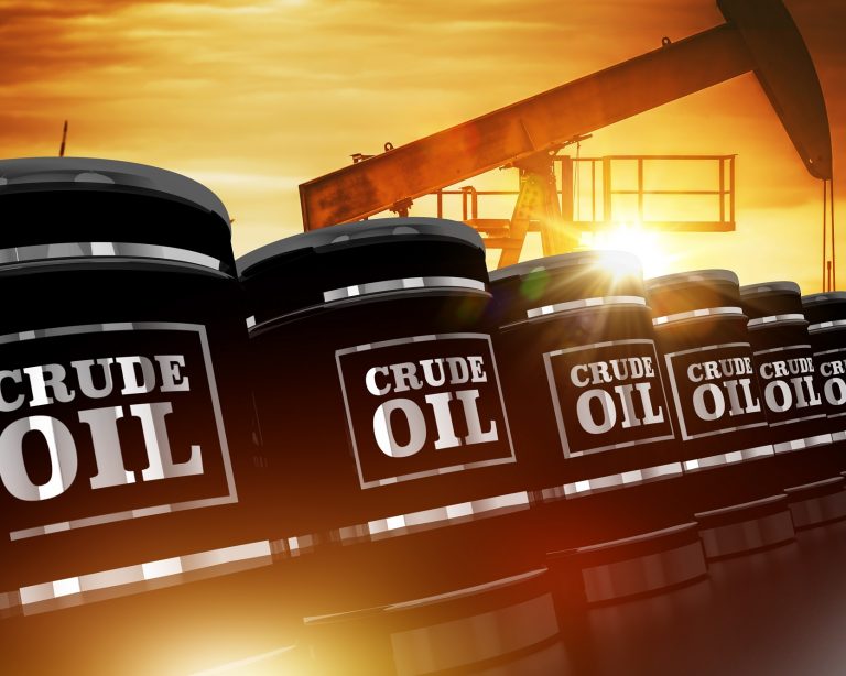 Crude,Oil,Trading,Concept,With,Black,Crude,Oil,Barrels,And